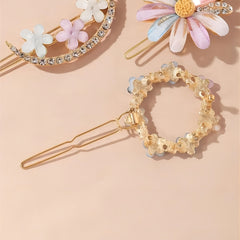4pcs Rhinestone Flower Hair Clips Decorative Hair Accessories