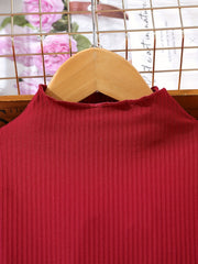 Girls Mock Neck Belted Long Sleeve Knit Top Pleated Dress