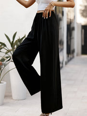 High Waist Wide Leg Palazzo Pants Drawstring Elastic Waist