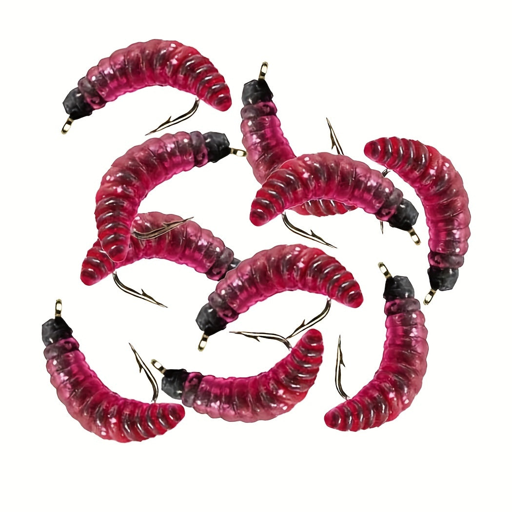 5Pcs MultiColor Soft Worm Fly Fishing Lures Trout Grayling Maggot
