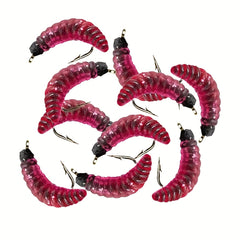 5Pcs MultiColor Soft Worm Fly Fishing Lures Trout Grayling Maggot