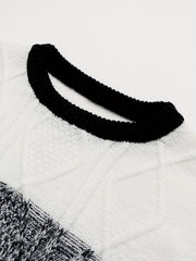 Argyle Block Sweater Men's Casual Warm Crew Neck Pullover For Fall Winter
