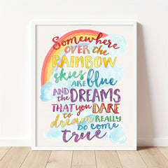 Somewhere Over the Rainbow Children's Art Rainbow Background