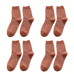 4 Pairs Striped Sports Socks for Women