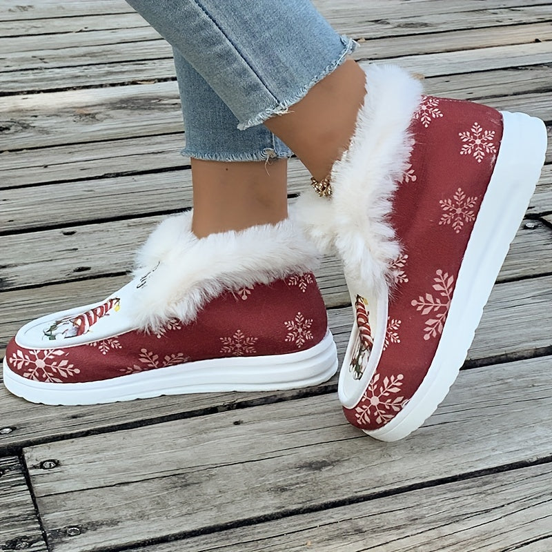 Merry Christmas Plush Lined Snow Boots
