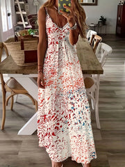 Abstract Print Cami Dress V Neck Maxi Dress Women's Clothing