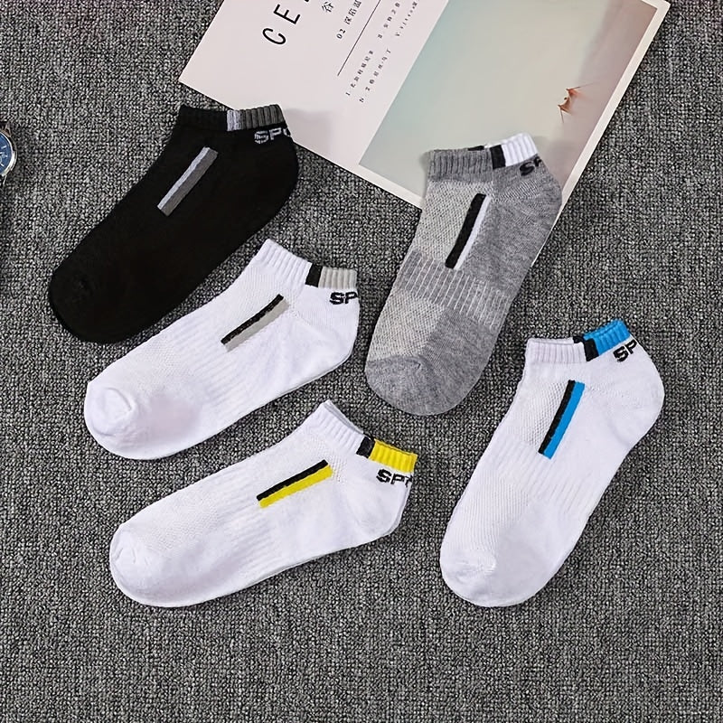 5 Pairs Men's Casual Crew Sports Socks Thin Comfy Stockings for Summer Outdoor