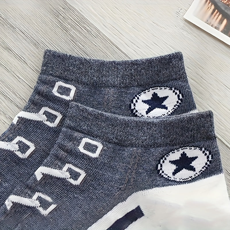 5 Pairs Funny Low Cut Canvas Shoes Socks Women's Stockings