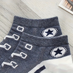 5 Pairs Funny Low Cut Canvas Shoes Socks Women's Stockings