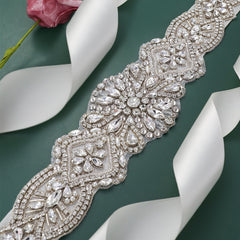 Rhinestone Bridal Belt Faux Pearl Sash