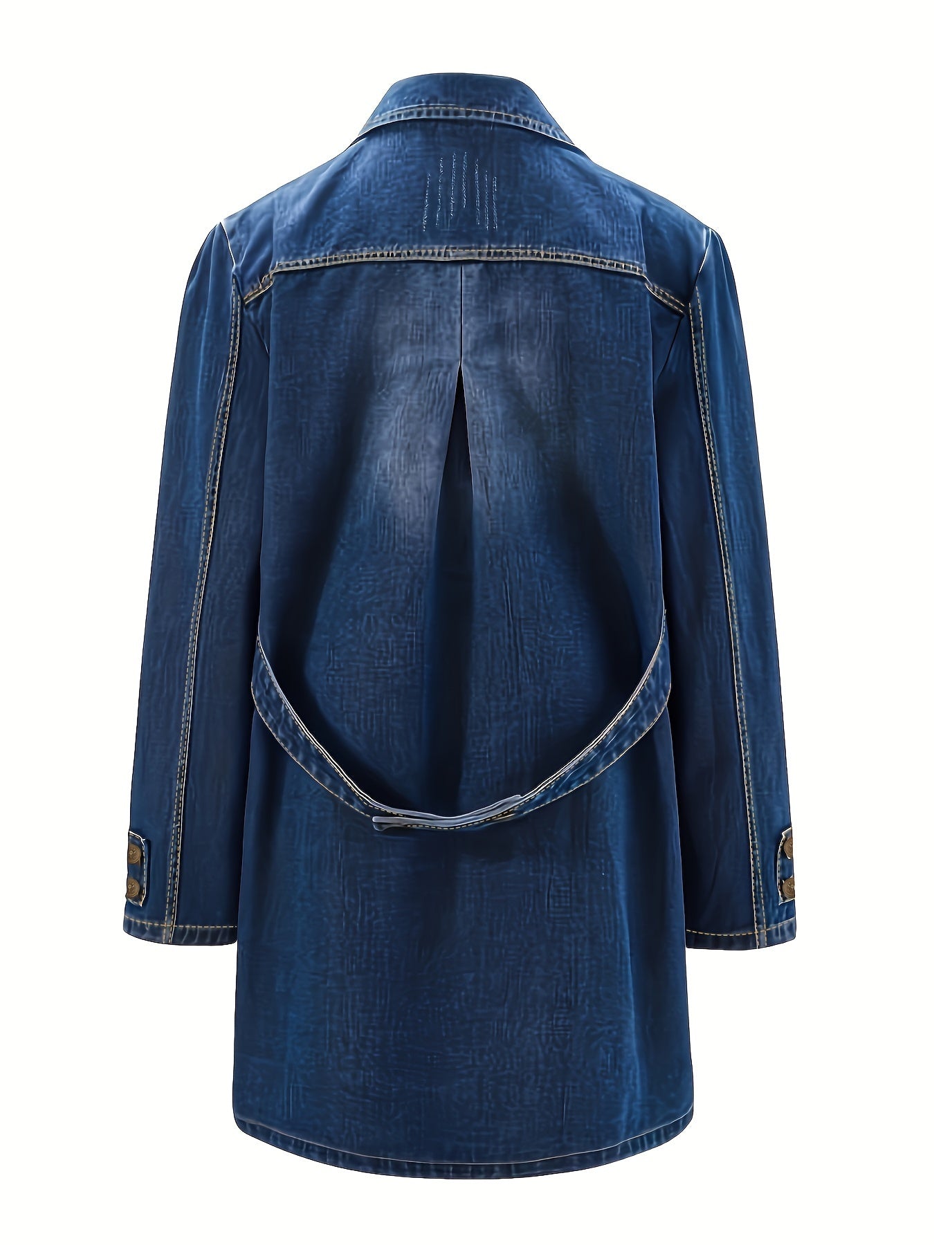 Denim Double Breast Top Women's Casual Oversized Lapel Collar