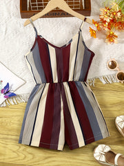 Girls Striped Casual Cami Rompers Jumpsuits For Beach Vacation