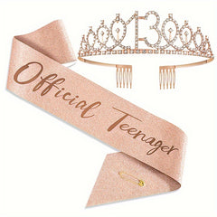 Birthday Crown Headwear Set with Party Shoulder Belt