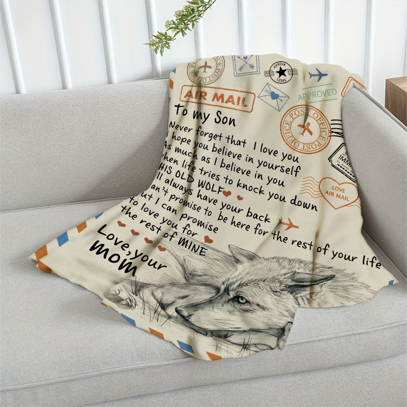 Winter Warm Flannel Digital Print Envelope Letter Blanket