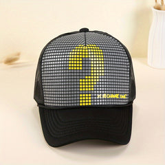 Mosaic Print Mesh Baseball Cap Lightweight Hip Hop Unisex Trucker Hat