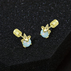 Unicorn Earrings 925 Silver Fire Opal Stud Hypoallergenic for Girls Women