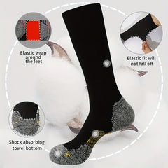 Men's Thick Padded Knee Socks 3 Pairs for Running Soccer Cycling