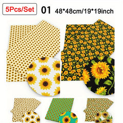5pcs Sunflower Printed Fabric For Patchwork Sewing Quilting
