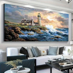 DIY Sea Diamond Painting Kits Lighthouse Full Rhinestone Embroidery Cross Stitch