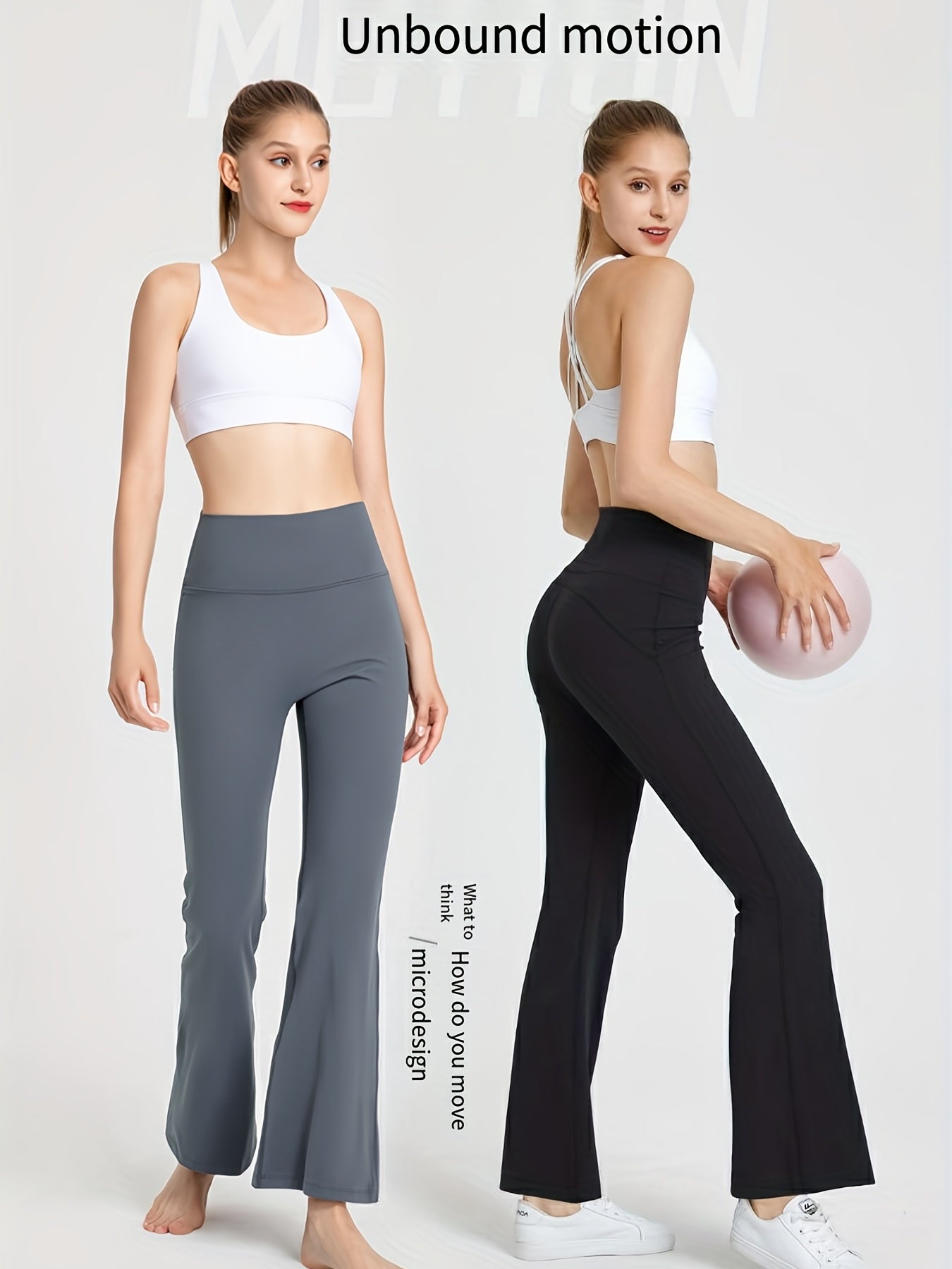 High Waist Yoga Flare Pants with Tummy Control and Pockets