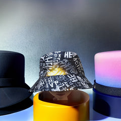 HELLO Letter Print Fisherman Hat Double-sided Casual Bucket Hat