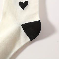 Heart Print Socks 2 Pairs Comfortable Mid Tube Stockings