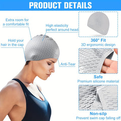 Waterproof Swim Caps for Adults Non Slip Plain Design