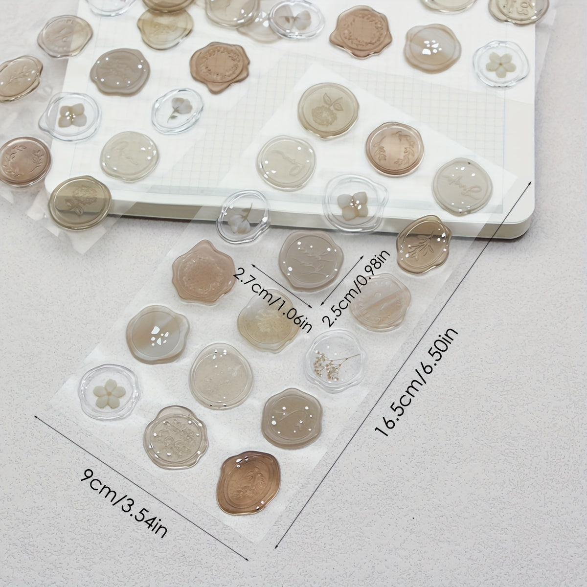 18pcs Flower Wax Seal Stamp Stickers Brown Gradient Girls Decoration