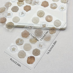 18pcs Flower Wax Seal Stamp Stickers Brown Gradient Girls Decoration