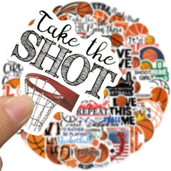 50pcs Basketball Sports Waterproof Stickers for Water Bottles Helmets Scooters