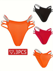 3 Pack Plus Size Sexy Panties Set Women's Plus Cut Out Thongs Set