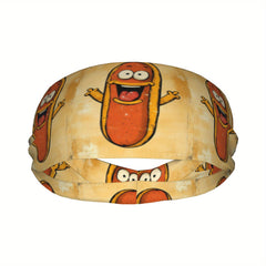 Fun Hot Dog & Burger Sports Headband Sweat Wicking Stretchy Polyester
