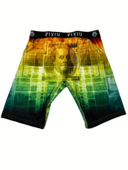 PIXIU Men's Gradient Money Graphic Sports Shorts