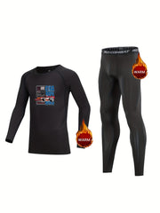 Kids Compression Fleece Set Crew Neck Pullover & Elastic Waist Pants