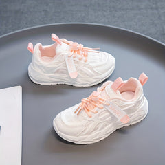 Boy's Knit Breathable Chunky Shoes Casual Lace Up Comfy Soft Sole Sneakers