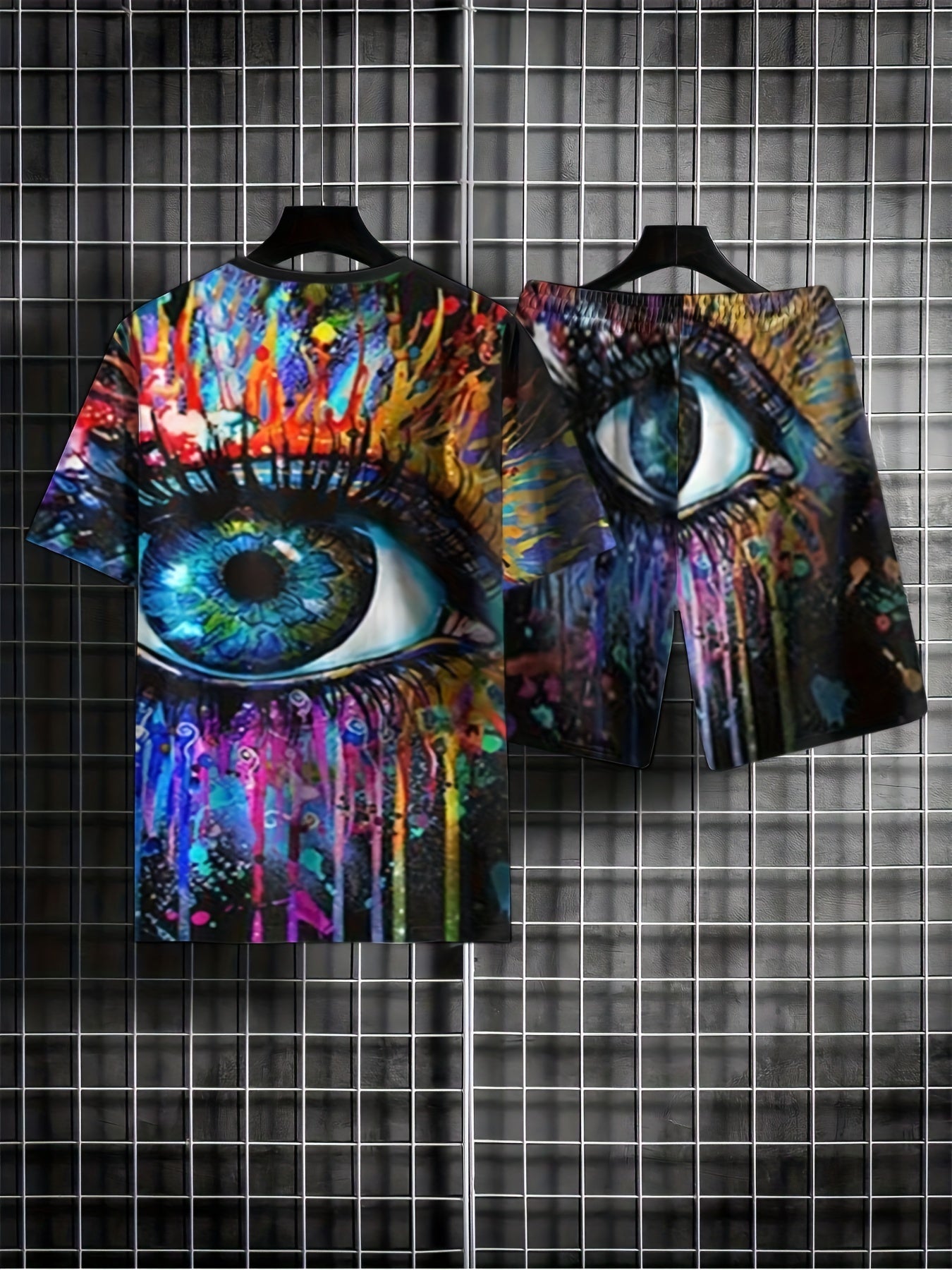 Colorful Eye 3d Pattern Men's 2 Piece Outfit Summer Set