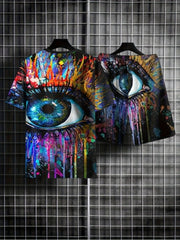 Colorful Eye 3d Pattern Men's 2 Piece Outfit Summer Set