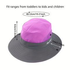 Foldable Ponytail Sun Protection Bucket Hat UV Protection Hat For Toddler Girls