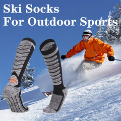 2 Pairs Winter Warm Ski Socks Men Thermal Cotton Blend Heated Crew Socks