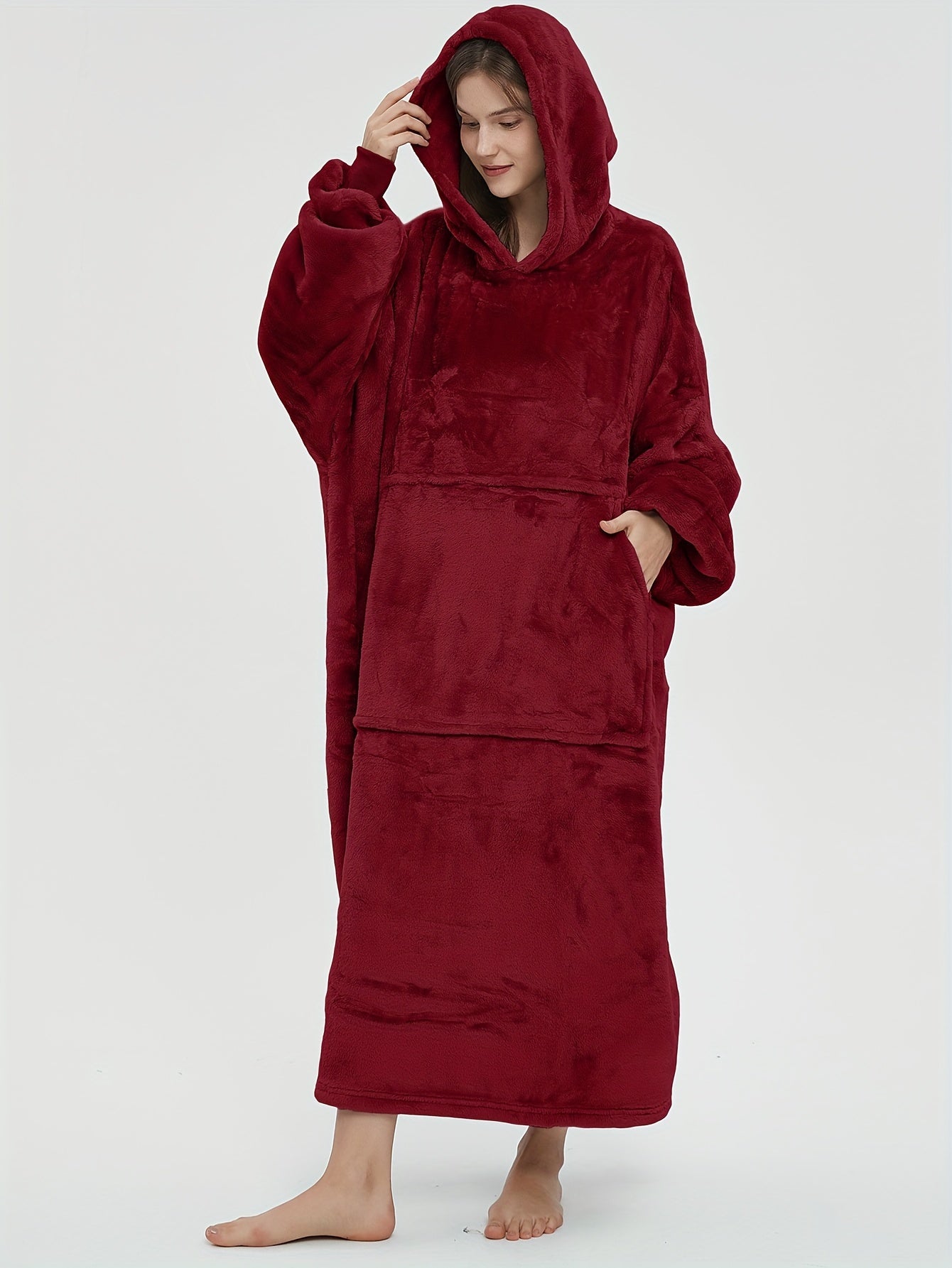 Cozy Hooded Night Robe with Pockets