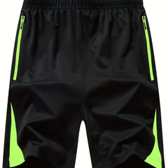 Men's Green Stripe Comfy Shorts High Stretch Elastic Waist Drawstring Shorts