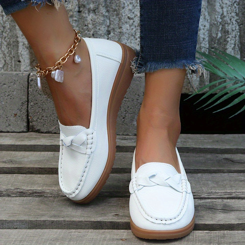 Women's Solid Flat Loafers Casual Slip On Anti skid Shoes