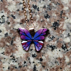 Multicolor Alloy Butterfly Pendant Necklace Gift for Girls