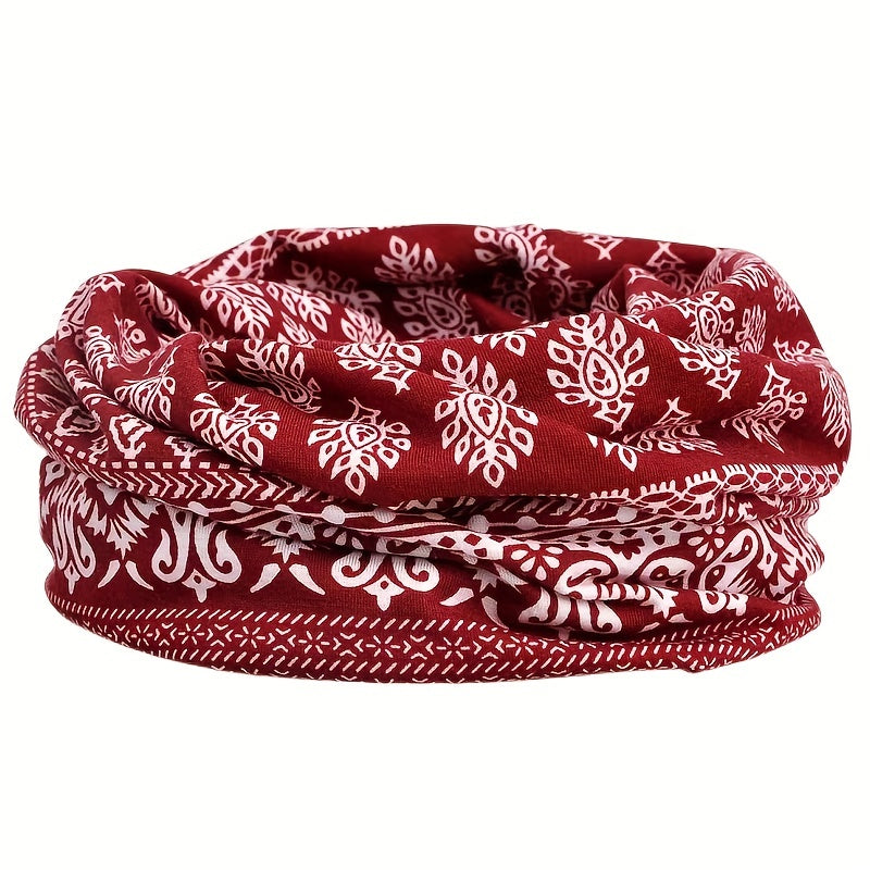 Red Floral Print Beanie Lightweight Vintage Skull Hat Chemo Cap