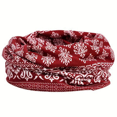 Red Floral Print Beanie Lightweight Vintage Skull Hat Chemo Cap
