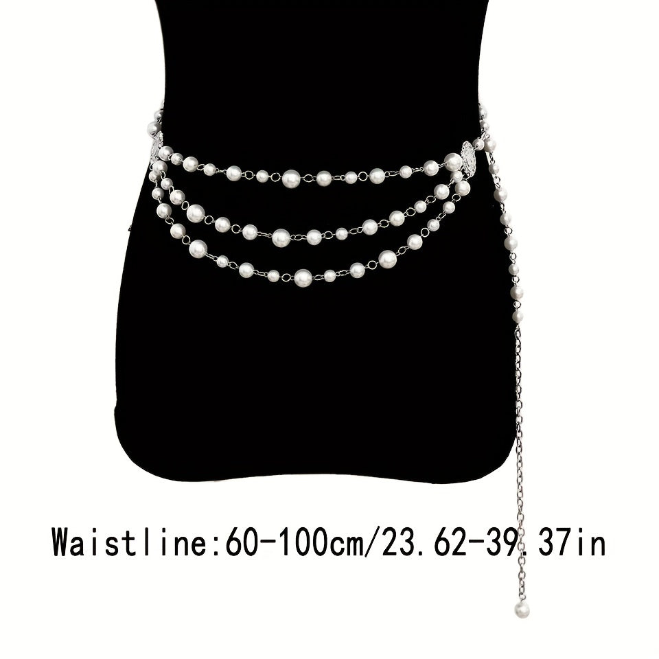 Vintage Faux Pearl Waist Chain with Tassel