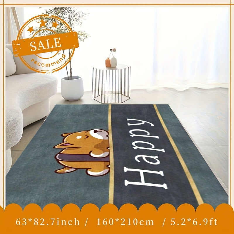 Dog Pattern Shaggy Area Rug Waterproof Throw Rugs