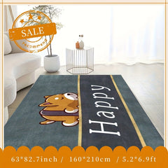 Dog Pattern Shaggy Area Rug Waterproof Throw Rugs