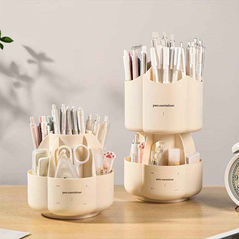 Double Deck Rotatable Pen Container Storage for Office Worker