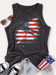Print Crew Neck Tank Top Sleeveless Summer Casual Women's Clothing